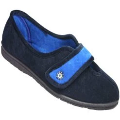 Mirak Ladies Andrea Touch Fastening Flower Detail Slipper Navy -BreezeSole Shoes Store 02191 02887