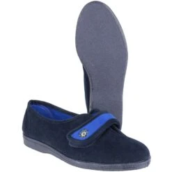 Mirak Ladies Andrea Touch Fastening Flower Detail Slipper Navy