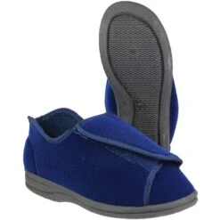 Mirak Ladies Fife Touch Fastening Textile Bootie Slipper Navy