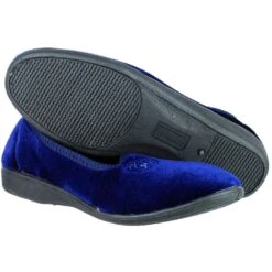 Mirak Ladies Simone Slip On Rose Embroidered Textile Slipper Navy -BreezeSole Shoes Store 19326 29757c