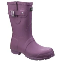 Cotswold Womens/Ladies Windsor Waterproof Calf-Height Wellington Boots -BreezeSole Shoes Store cot543 purple 01