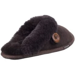 Cotswold Womens/Ladies Lechlade Sheepskin Lined Premium Mule Slippers -BreezeSole Shoes Store cot545 brown 03