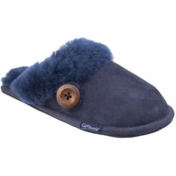 Cotswold Womens/Ladies Lechlade Sheepskin Lined Premium Mule Slippers -BreezeSole Shoes Store cot545 navy 01