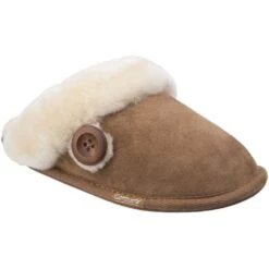 Cotswold Womens/Ladies Lechlade Sheepskin Lined Premium Mule Slippers -BreezeSole Shoes Store cot545 tan 01