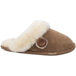 Cotswold Womens/Ladies Lechlade Sheepskin Lined Premium Mule Slippers -BreezeSole Shoes Store cot545 tan 02