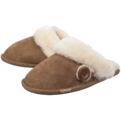 Cotswold Womens/Ladies Lechlade Sheepskin Lined Premium Mule Slippers -BreezeSole Shoes Store cot545 tan 06