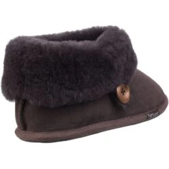 Cotswold Womens/Ladies Wotton Sheepskin Warm Premium Bootie Slippers -BreezeSole Shoes Store cot546 brown 03