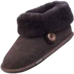 Cotswold Womens/Ladies Wotton Sheepskin Warm Premium Bootie Slippers -BreezeSole Shoes Store cot546 brown 05
