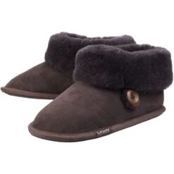 Cotswold Womens/Ladies Wotton Sheepskin Warm Premium Bootie Slippers -BreezeSole Shoes Store cot546 brown 06