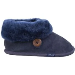 Cotswold Womens/Ladies Wotton Sheepskin Warm Premium Bootie Slippers -BreezeSole Shoes Store cot546 navy 02