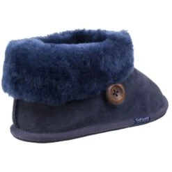 Cotswold Womens/Ladies Wotton Sheepskin Warm Premium Bootie Slippers -BreezeSole Shoes Store cot546 navy 03
