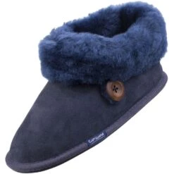 Cotswold Womens/Ladies Wotton Sheepskin Warm Premium Bootie Slippers -BreezeSole Shoes Store cot546 navy 05