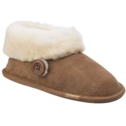 Cotswold Womens/Ladies Wotton Sheepskin Warm Premium Bootie Slippers -BreezeSole Shoes Store cot546 tan 01