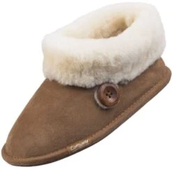 Cotswold Womens/Ladies Wotton Sheepskin Warm Premium Bootie Slippers -BreezeSole Shoes Store cot546 tan 05