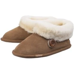 Cotswold Womens/Ladies Wotton Sheepskin Warm Premium Bootie Slippers -BreezeSole Shoes Store cot546 tan 06