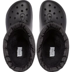 Crocs Womens Classic Lined Neo Puff Funnel Neck Clogs -BreezeSole Shoes Store crc383 black 06 1