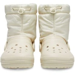 Crocs Womens Classic Lined Neo Puff Funnel Neck Clogs -BreezeSole Shoes Store crc383 bone 05 1
