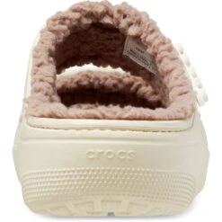 Crocs Womens Classic Cozzzy Lightweight Fuzzy Lined Sandals -BreezeSole Shoes Store crc395 bone 05