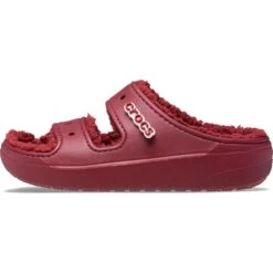 Crocs Womens Classic Cozzzy Lightweight Fuzzy Lined Sandals -BreezeSole Shoes Store crc395 garnet 03