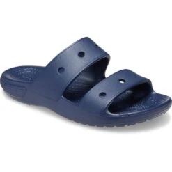 Crocs Girls Classic Croslite 2 Strap Sandals -BreezeSole Shoes Store crc410 navy 01