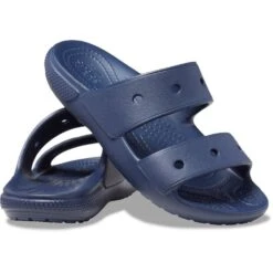 Crocs Girls Classic Croslite 2 Strap Sandals -BreezeSole Shoes Store crc410 navy 03