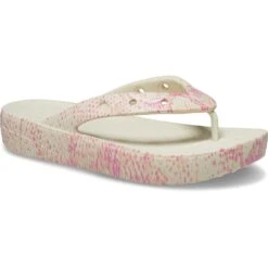 Crocs Womens Classic Platform Snake Print Flip Flops