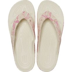 Crocs Womens Classic Platform Snake Print Flip Flops -BreezeSole Shoes Store crc417 bone 05