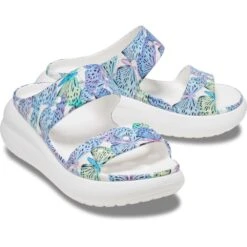 Crocs Womens Crush 2 Strap Butterfly Sandals -BreezeSole Shoes Store crc418 white 03