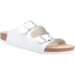 Divaz Womens Ladies Nimes Two Buckle Slider Sandals -BreezeSole Shoes Store div151 white 01