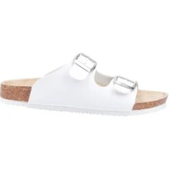 Divaz Womens Ladies Nimes Two Buckle Slider Sandals -BreezeSole Shoes Store div151 white 02