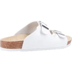 Divaz Womens Ladies Nimes Two Buckle Slider Sandals -BreezeSole Shoes Store div151 white 04