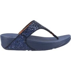 FitFlop Womens Lulu Glitter Toe Post Flip Flops Sandals -BreezeSole Shoes Store fit028 mnavy 03
