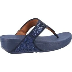 FitFlop Womens Lulu Glitter Toe Post Flip Flops Sandals -BreezeSole Shoes Store fit028 mnavy 05