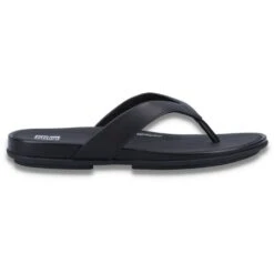 FitFlop Womens Gracie Leather Thong Flip Flops -BreezeSole Shoes Store fit045 allblk 05