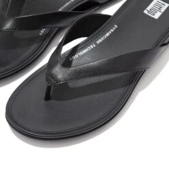 FitFlop Womens Gracie Leather Thong Flip Flops -BreezeSole Shoes Store fit045 allblk 06