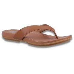 FitFlop Womens Gracie Leather Thong Flip Flops -BreezeSole Shoes Store fit045 ltan 01