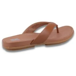 FitFlop Womens Gracie Leather Thong Flip Flops -BreezeSole Shoes Store fit045 ltan 02