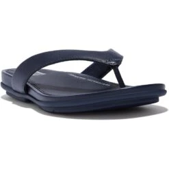 FitFlop Womens Gracie Leather Thong Flip Flops -BreezeSole Shoes Store fit045 mnavy 01