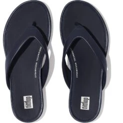 FitFlop Womens Gracie Leather Thong Flip Flops -BreezeSole Shoes Store fit045 mnavy 03