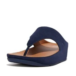 FitFlop Womens Shuv Suede Toe Post Wedge Sandals