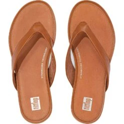 Fitflop Womens Gracie Leather Slip On Flip Flops -BreezeSole Shoes Store fit063 592 04