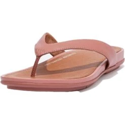 Fitflop Womens Gracie Leather Slip On Flip Flops -BreezeSole Shoes Store fit063 955 01