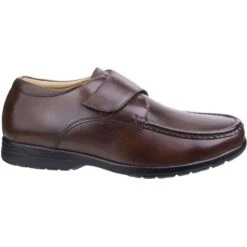 Fleet & Foster Mens Fred Dual Fit Touch Fastening Moccasin Shoes -BreezeSole Shoes Store fle057 brown 02