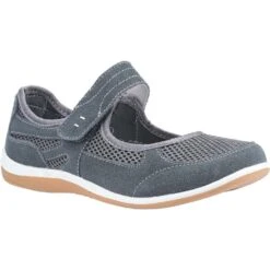 Fleet & Foster Womens Morgan Touch Fastening Mary Jane Shoes -BreezeSole Shoes Store fle111 grey 01