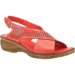 Fleet & Foster Womens Judith Open Toe Leather Sandals -BreezeSole Shoes Store fle122 red 01