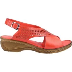 Fleet & Foster Womens Judith Open Toe Leather Sandals -BreezeSole Shoes Store fle122 red 04