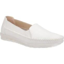 Fleet & Foster Womens Shirley Slip On Leather Shoes -BreezeSole Shoes Store fle123 white 01