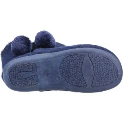 Fleet & Foster Womens Apple Knitted Bootie Soft Fur Slippers -BreezeSole Shoes Store fle141 navy 03