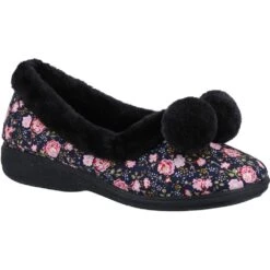 Fleet & Foster Womens Goldfinch Fleece Lined Slippers -BreezeSole Shoes Store fle144 navy 01 1