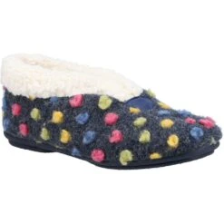 Fleet & Foster Womens Snowberry Faux Fur Lined Slippers -BreezeSole Shoes Store fle147 navy 01